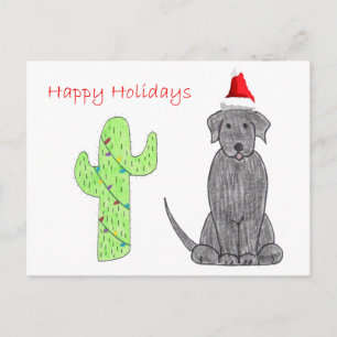 Labrador Retriever Black Cactus Kerstmis Feestdagenkaart