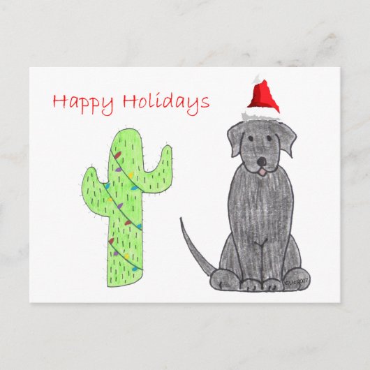 Labrador Retriever Black Cactus Kerstmis Feestdagenkaart (Voorkant)