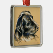 Labrador Retriever - Black Dog Pastel Drawing Metalen Ornament (Rechts)