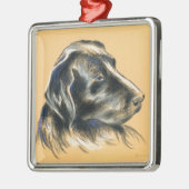 Labrador Retriever - Black Dog Pastel Drawing Metalen Ornament (Links)