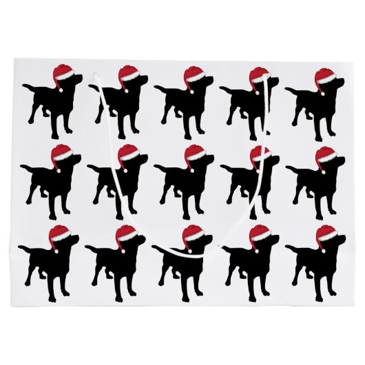 Labrador Retriever Black in Red Santa Hat Large Cadeautasje (Achterkant)