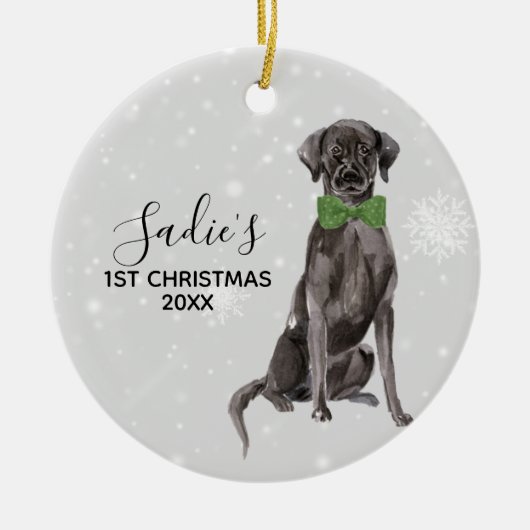 Labrador Retriever Black Lab Holiday Kerstmis Keramisch Ornament (Voorkant)