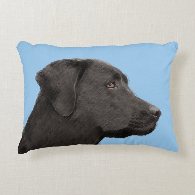Labrador Retriever Black Painting Original Dog Art Accent Kussen (Voorkant)