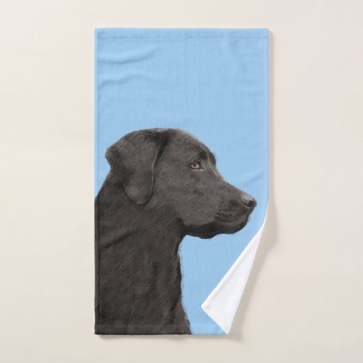 Labrador Retriever Black Painting Original Dog Art Bad Handdoek (Handdoek)
