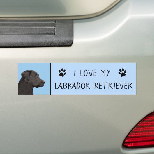 Labrador Retriever Black Painting Original Dog Art Bumpersticker (Op auto)