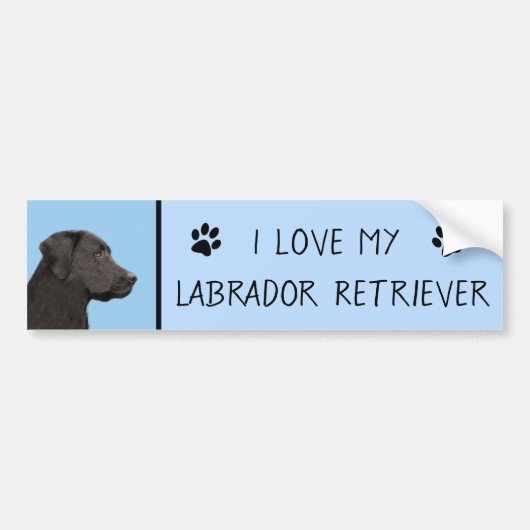 Labrador Retriever Black Painting Original Dog Art Bumpersticker (Voorkant)