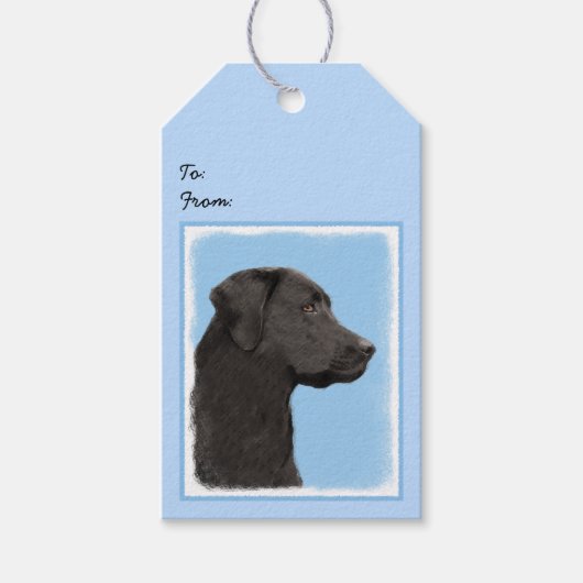 Labrador Retriever Black Painting Original Dog Art Cadeaulabel (Voorkant)