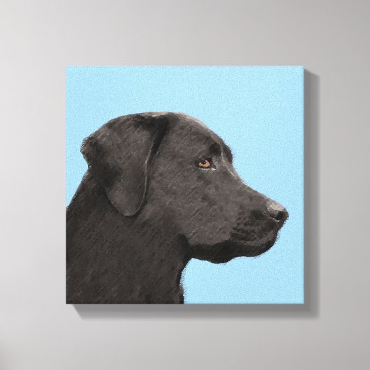 Labrador Retriever Black Painting Original Dog Art Canvas Afdruk (Voorkant)