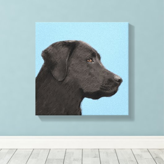 Labrador Retriever Black Painting Original Dog Art Canvas Afdruk (Insitu (Houten vloer))