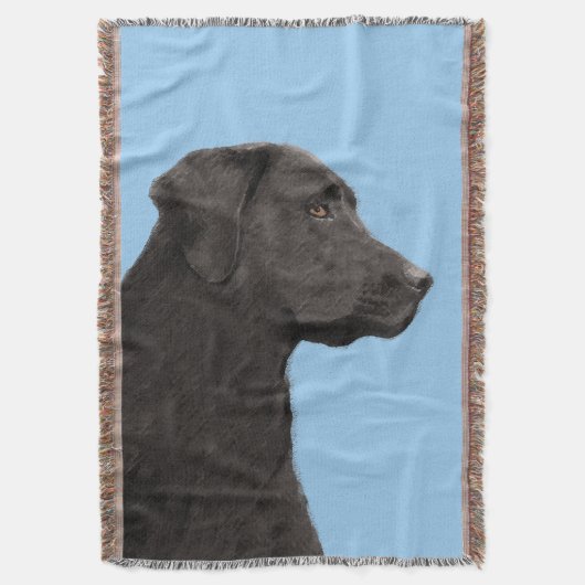 Labrador Retriever Black Painting Original Dog Art Deken (Voorkant Verticaal)