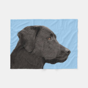 Labrador Retriever Black Painting Original Dog Art Fleece Deken