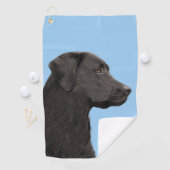 Labrador Retriever Black Painting Original Dog Art Golfhanddoek (Insitu)