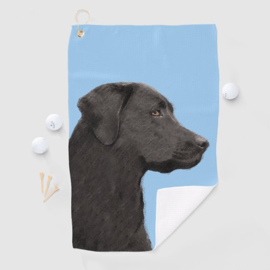 Labrador Retriever Black Painting Original Dog Art Golfhanddoek (Insitu)
