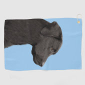 Labrador Retriever Black Painting Original Dog Art Golfhanddoek (Horizontaal)