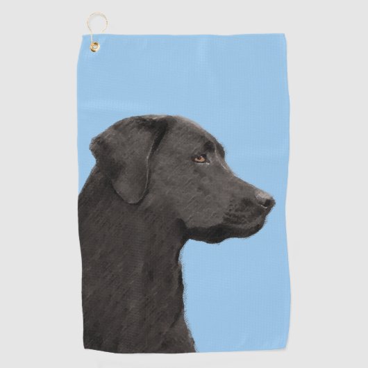 Labrador Retriever Black Painting Original Dog Art Golfhanddoek (Voorkant)