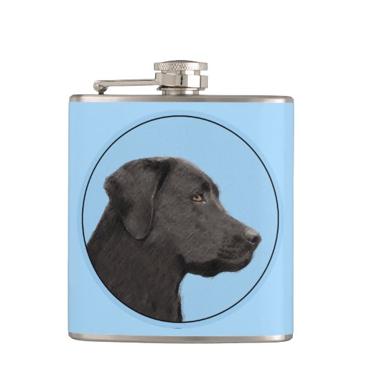 Labrador Retriever Black Painting Original Dog Art Heupfles (Voorkant)