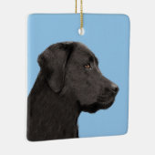 Labrador Retriever Black Painting Original Dog Art Keramisch Ornament (Rechts)