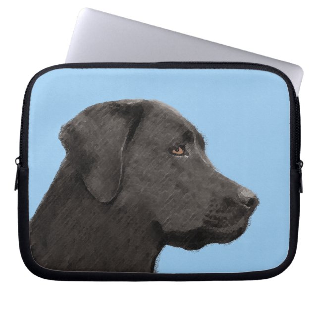 Labrador Retriever Black Painting Original Dog Art Laptop Sleeve (Voorkant)