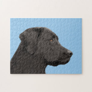 Labrador Retriever Black Painting Original Dog Art Legpuzzel