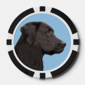 Labrador Retriever Black Painting Original Dog Art Poker Chips (Voorkant)