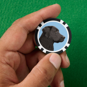 Labrador Retriever Black Painting Original Dog Art Poker Chips