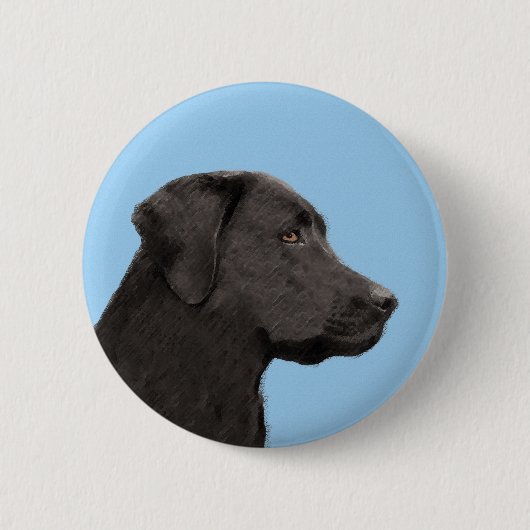 Labrador Retriever Black Painting Original Dog Art Ronde Button 5,7 Cm (Voorkant)