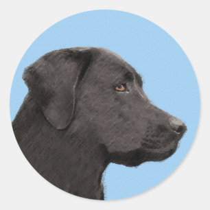 Labrador Retriever Black Painting Original Dog Art Ronde Sticker