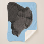 Labrador Retriever Black Painting Original Dog Art Sherpa Deken (Voorkant)