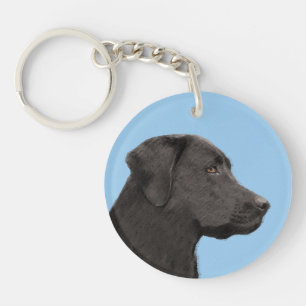 Labrador Retriever Black Painting Original Dog Art Sleutelhanger