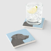 Labrador Retriever Black Painting Original Dog Art Stenen Onderzetter (Zijkant)