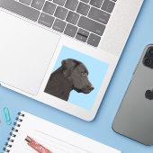 Labrador Retriever Black Painting Original Dog Art Sticker (Laptop met iPhone)