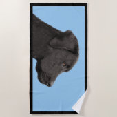 Labrador Retriever Black Painting Original Dog Art Strandlaken (Voorkant)