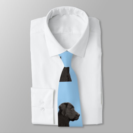 Labrador Retriever Black Painting Original Dog Art Stropdas (Gebonden)