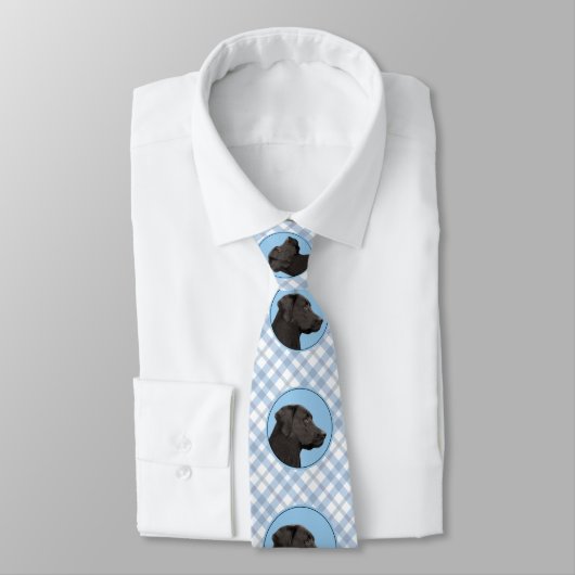 Labrador Retriever Black Painting Original Dog Art Stropdas (Gebonden)