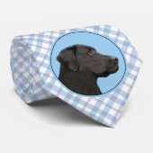 Labrador Retriever Black Painting Original Dog Art Stropdas (Opgerold)