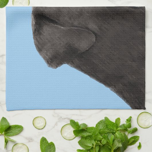 Labrador Retriever Black Painting Original Dog Art Theedoek (Gevouwen)