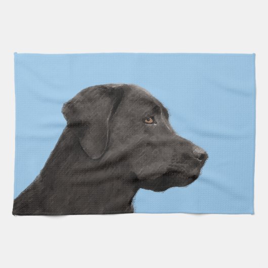 Labrador Retriever Black Painting Original Dog Art Theedoek (Horizontaal)
