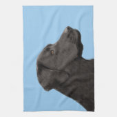 Labrador Retriever Black Painting Original Dog Art Theedoek (Verticaal)