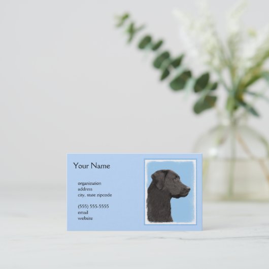 Labrador Retriever Black Painting Original Dog Art Visitekaartje (Staand voorkant)