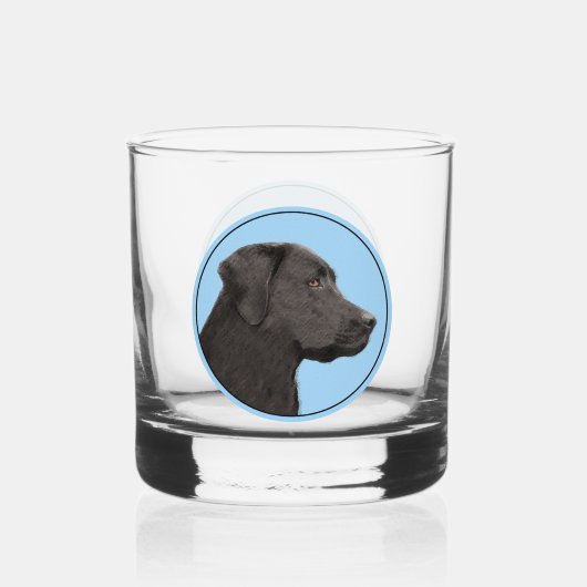 Labrador Retriever Black Painting Original Dog Art Whisky Glas (Voorkant)