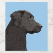 Labrador Retriever Black Painting Original Dog Art Wijn Etiket (Enkel label)