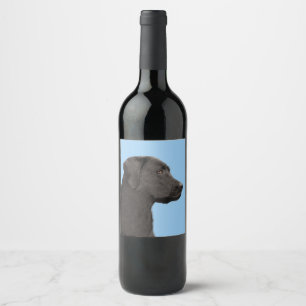 Labrador Retriever Black Painting Original Dog Art Wijn Etiket