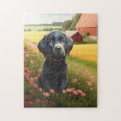 Labrador Retriever Black Puppy Legpuzzel (Verticaal)