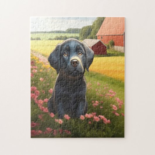Labrador Retriever Black Puppy Legpuzzel (Verticaal)
