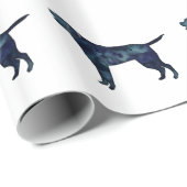 Labrador Retriever Black Waterverf Silhouette Cadeaupapier (Rol Hoek)
