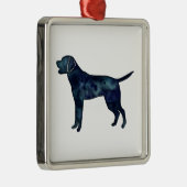 Labrador Retriever Black Waterverf Silhouette Metalen Ornament (Rechts)