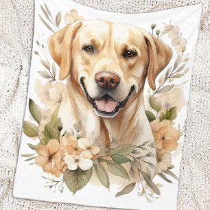 Labrador Retriever  Bloemen Hondenliefhebber Fleece Deken