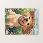 Labrador Retriever bloemen veld Legpuzzel (Horizontaal)