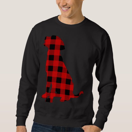 Labrador Retriever Buffalo Plaid Kersthond Trui (Voorkant)