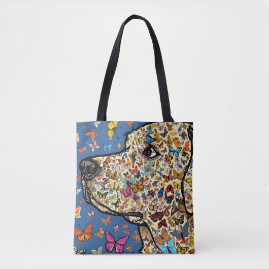 Labrador Retriever Butterfly Dog Art | Yellow Lab Tote Bag (Voorkant)